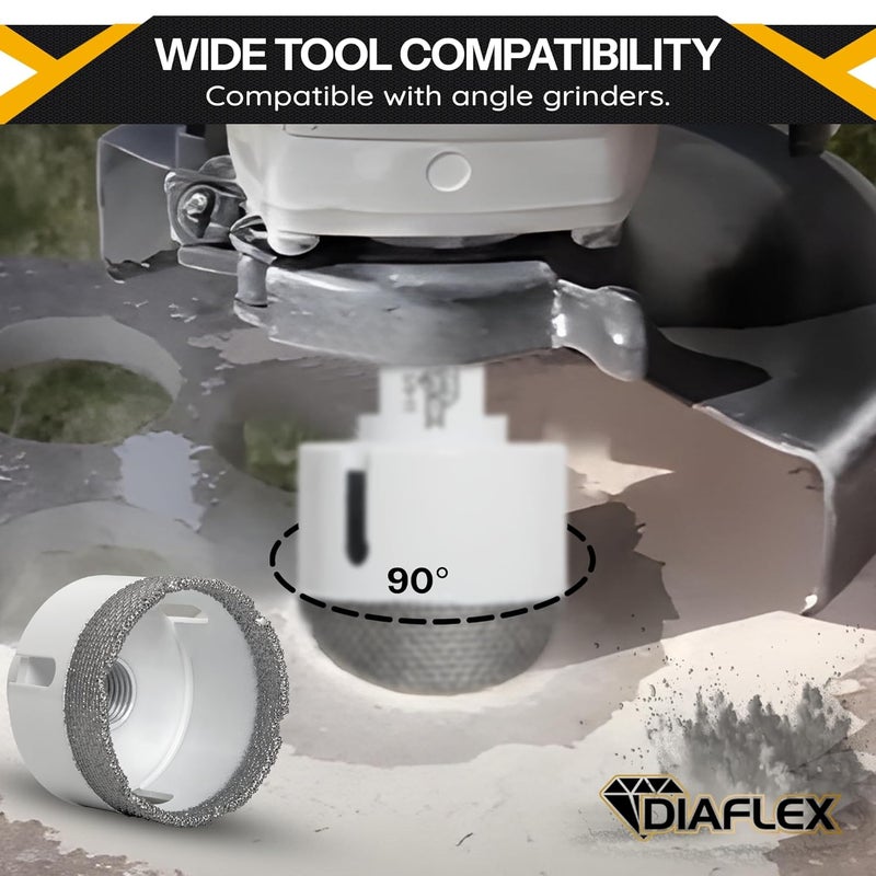 DIAFLEX Premium Brazed Core Bit – 2-1/2" Diamond Hole Saw for Porcelain, Ceramic, Stone, Dekton – 5/8"-11 Thread – Fast Clean Cuts – Vacuum Brazed – Wet or Dry Use - Image 5
